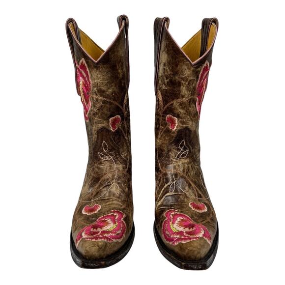 Old Gringo Marsha Western Cowboy Boots 6 Pink Brown Leather Embroidered Boho - Picture 2 of 8